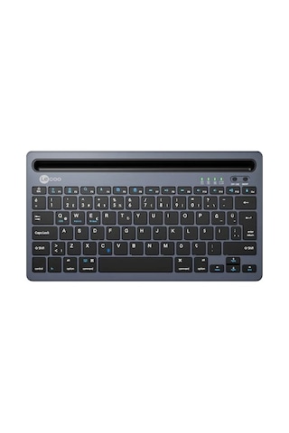 Lenovo Lecoo Bk100 Bluetooth V3.0 Çoklu Cihaz Uyumlu Şarj Edilebilir Kablosuz Gri Türkçe Q Klavye