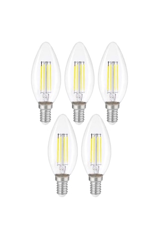 Dekoratif Mum Led Avize Ampulü Rustik E14 6w 6500k Beyaz Işık 5'li Erd-93