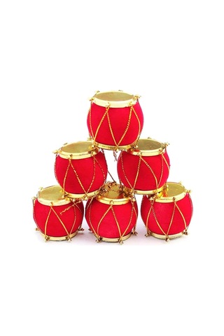 Yılbaşı New Year Çam Ağacı Mini Tambur Süs 6'lı