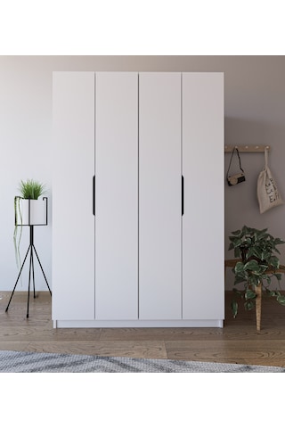 Monza 4 Kapılı Beyaz Gardırop Dolap 120 Cm