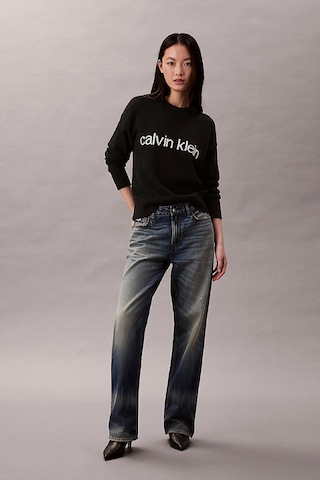 Calvin Klein Pamuklu Grafik Baskılı Kadın Siyah Kazak Lv047c311g-ub1 Siyah