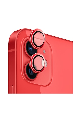 Safeus Safir Temperli Kamera Lens Koruyucu Apple Uyumlu iPhone 12 Ve Mini İle Kırmızı