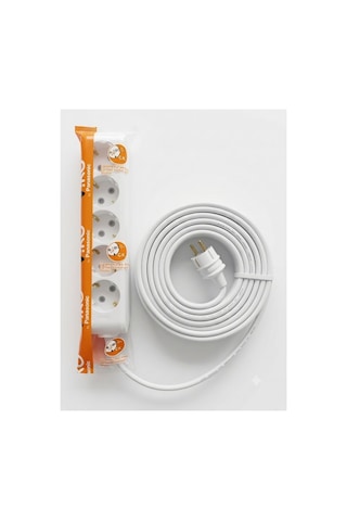Viko 5'li Grup Priz, 5 Metre Uzatma Kablosu, 3x2,5mm Kalın Cca Kablo - Premium Kalite, Çocuk Korumalı, Terminal Ve Klemens Bağlantılı 5 M