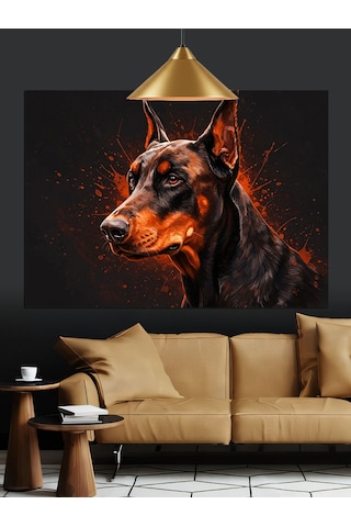 Doberman Köpek Cesur Duruş Dekoratif Kanvas - Mdf Ahşap Tablo