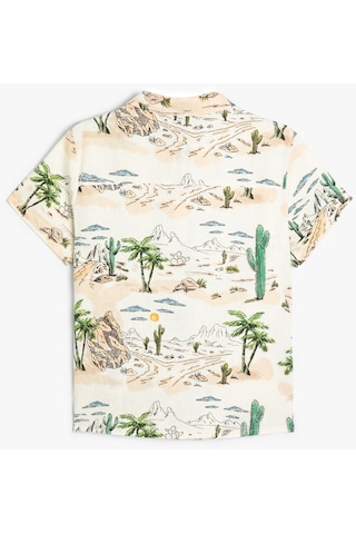 Koton Gömlek Kısa Kollu Yaz Temalı Baskılı Cep Detaylı Multıcolor 4skb60022tw