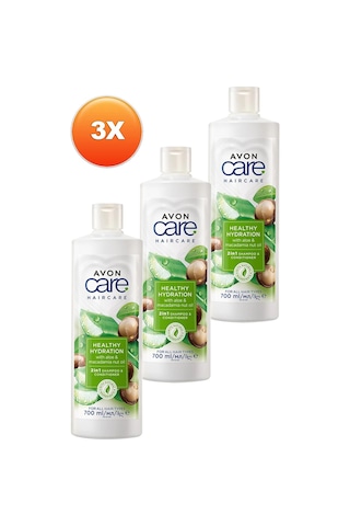 Avon Care Aloe Vera Ve Makademya Fındığı Yağı Şampuan Ve Saç Bakım Kremi 700 Ml. Üçlü Set