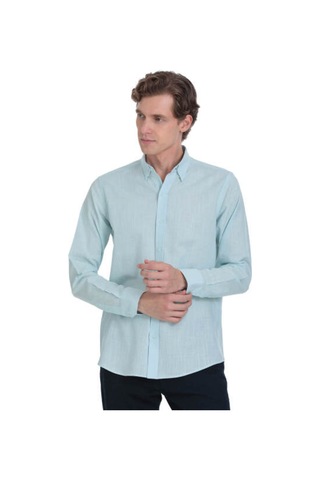 Hatemoğlu Mavi Comfort Fit 100% Pamuk Düğmeli Yaka Uzun Kollu Casual Gömlek 4112010