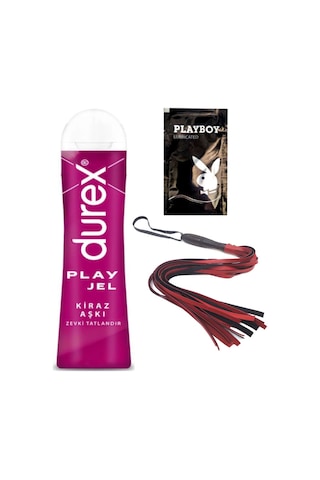 Durex Kiraz Aşkı 50 Ml Jel + Kırmızı Püsküllü Deri Kirbaç + Hediye