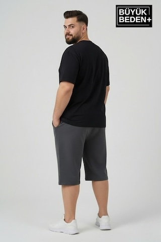 Süperlife Büyük Beden Erkek Kapri Şort Brooklyn Baskılı Rahat Kalıp 3xl-6xl Spr26bsr591-02 Füme