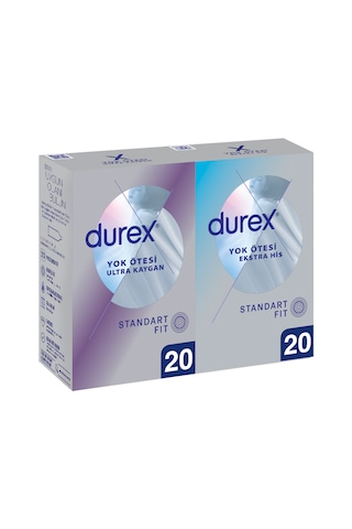 Durex Yok Ötesi Ekstra His Prezervatif 20'li + Ultra Kaygan Prezervatif 20'li