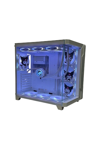 Kuromi Karakterli 7 Argb Fanlı 850w 80 Plus Bronz Power'lı 360mm Sıvı Soğutmalı Beyaz Akvaryum Kasa