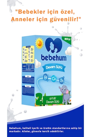Bebehum 2 Bebek Sütü 800 Gr 6-12 Ay