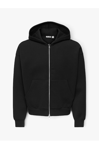Only & Sons Onsgoyle Boxy Ls Scuba Zıp Hoodıe Noos Erkek Siyah Sweatshirt - 22035193