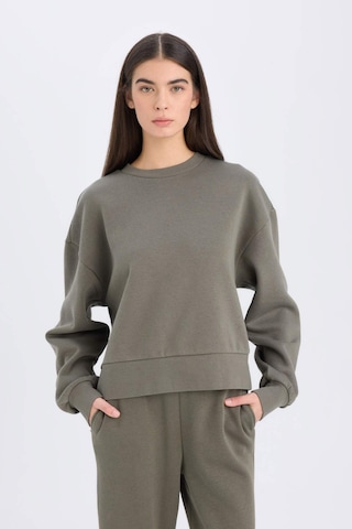 DeFacto Boxy Fit Bisiklet Yaka Kalın Basic Düz Sweatshirt B8568AX24WNKH422 Haki