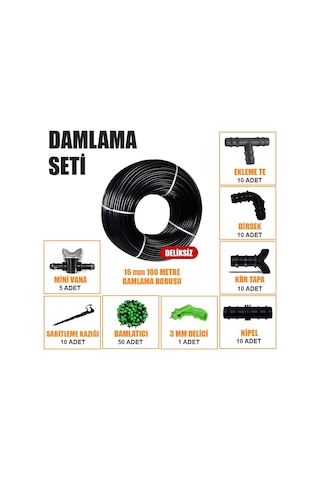 100 Metre Damla Sulama Sistemi Seti Damlama Hortumu Ve Ek Parçaları Bahçe Ağaç Fidan Sebze Sulama Ekipmanları Damlama Borusu
