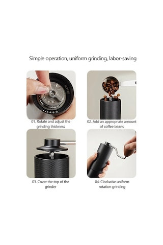 Topshop1 3 Adet Siyah Profesyonel Manuel Kahve Değirmeni Kaymaz Alüminyum Gövde Ayarlanabilir Çelik Bıçak