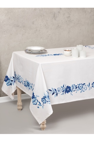 Cotton Box Pano Baskılı Masa Örtüsü Violet Mavi 170x170