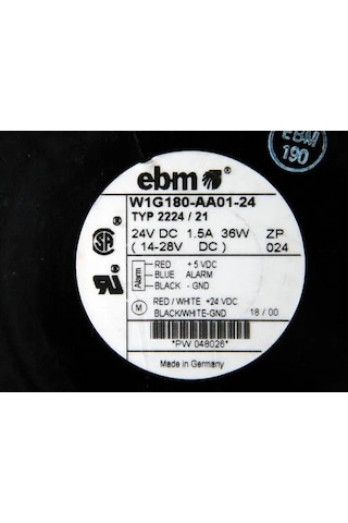 Ebmpapst W1g180-aa01-24 Fan 200 Mm X 200 Mm X 70 Mm 24v 4 Kablolu