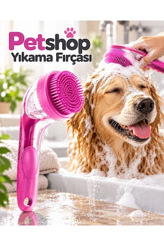 Evcil Hayvanlar İçin Şampuan Hazneli Yıkama Fırçası Uzun Saplı Silikon Pet Temizleme Tarağı Tkndy-bsva4969 Hoparlör