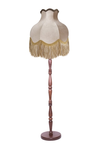 Vizon Kadife Başlık Kahve Ahşap Ayaklı Lambader Vintage Model 170x45cm