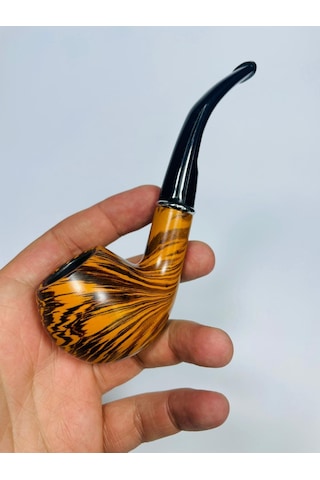 Ahşap Görünümlü Çizgili Pipo 2parça //13cm