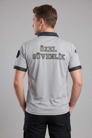 Unisex Özel Güvenlik Tişörtü Yazlık Gri Reflektörlü Polo Yaka Armalı