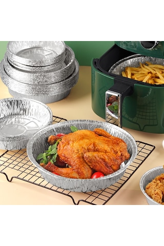 Vkemall Ev Kullanıımı İçin 7 İnç Derin Alüminyum Folyo Fırın Tepsisi - Yemek Pişirme, Izgara, Fırınlama İçin Yağ Geçirmez, Yapışmaz 50 Adet Paketi Diğer