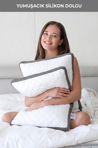 2'li Klimalı Yastık 50x70 Cm Terletmeyen, Hava Alan Mikrofiber Uyku Yastığı Gri