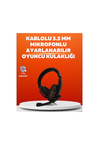 Stereo Kırmızı Gaming Kulaklığı Yumuşak Pedli Mikrofonlu