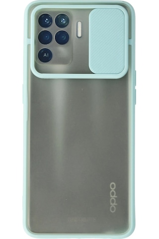 Newface Oppo Reno 5 Lite Kılıf Palm Buzlu Kamera Sürgülü Silikon Semeglbl - 73 - Turkuaz