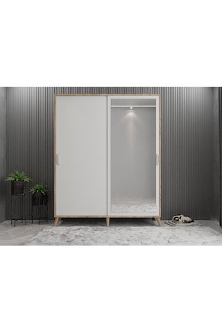 İmaj Sürgülü Portmanto Vestiyer Meşe Beyaz - Montaj Dahil 140 Cm