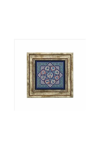 Anadolu Selçuklu Çini Motifi Baskılı Taş Tablo 25x25