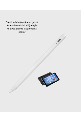 Typec Şarjlı Dokunmatik Kalem İpad, İphone Ve Android Uyumlu, Sessiz Çalışan