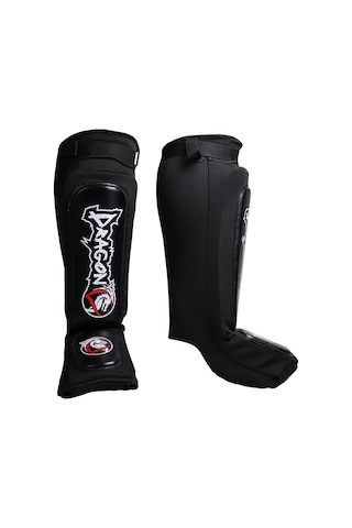 Dragondo 40606-ıı Neo Elastik Deri Kaval Ayak Koruyucu Kick Boks Kaval Koruyucu Siyah