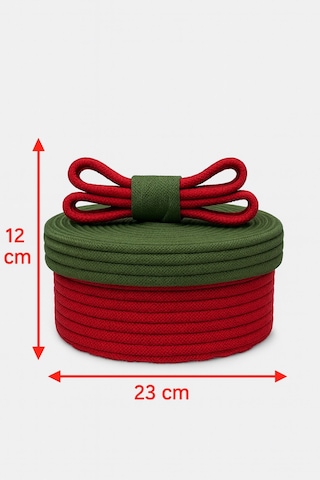 Mavaux Christmas 4 Lü Jüt Halatlı Dekoratif Hediye Sepeti Seti Kırmızı Yeşil Noel Sepeti Çok Renkli 12 X 23