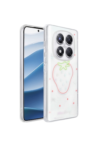 Xiaomi Redmi Note 14 Pro 4g Kılıf Şeffaf Figürlü Mkst Folk Sert Kapak - Fiyonk Beyaz