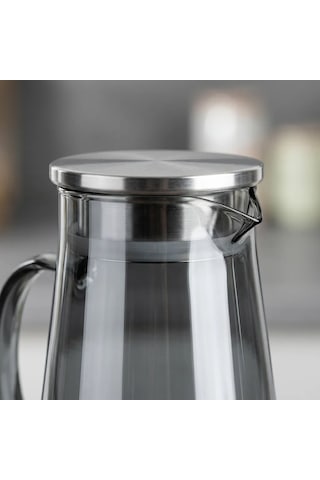 Reoona Lüks Borosilikat Cam Su Ve Detoks Sürahisi Füme Isıya Dayanıklı Bitki Çayı Demleme Sürahisi 1.9 L