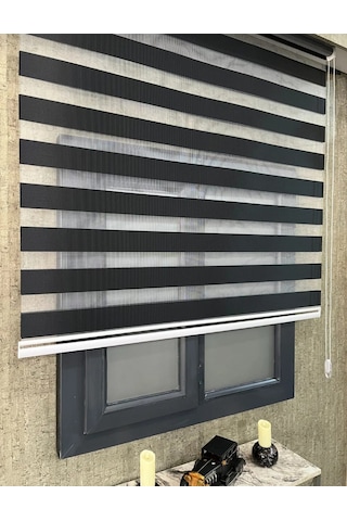 Siyah Bambu Zebra Stor Perde Altı Düz