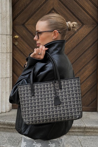 Madmext Michelle Siyah Monogram Omuz Çantası Mg2838