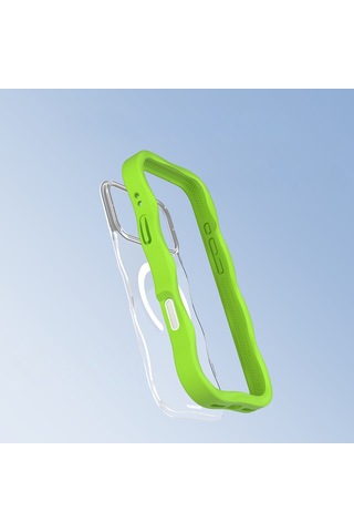 Apple Uyumlu iPhone 17 Pro Max  Kılıf M-safe Şarj Özellikli Youngkit Wave Clear Serisi Kapak Yeşil Yeşil