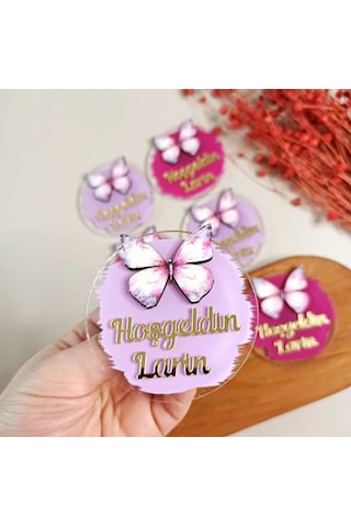 İsme Özel Pleksi Magnet Kız Bebek Hediyeliği 50 Adet