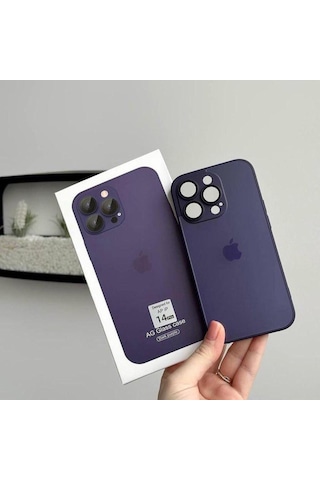 Apple Uyumlu iPhone A-G Glass Case Derin Mor