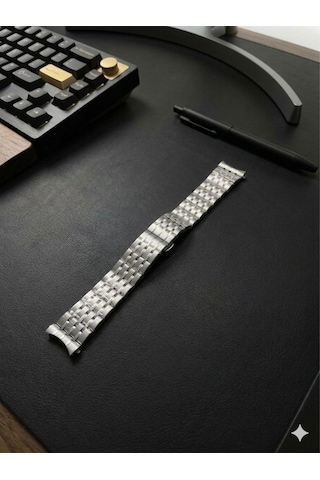 20mm Çapında Ucu Kavisli Gümüş Renk Çelik Saat Kordonu