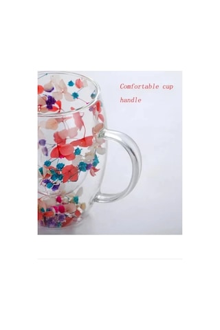 Tedar Organik Çiçekli Borosilikat Bardak 350 Ml. Royaleks-brd-150 Bh Najmaddin 6411267
