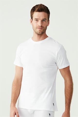U.S. Polo Assn. U.s Polo Assn. 80197 Erkek 2'li Yuvarlak Yaka Yarım Kol Atlet-beyaz Beyaz