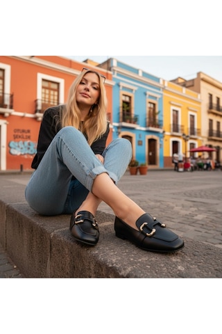 Aska Shoes Shoes Günlük Tokalı Babet 2025aska001 Siyah
