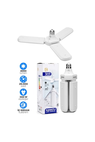 40w 3 Kanatlı Pervane Led Ampul 27 Led Tasarruflu E27 Ev Ampul 4000 Lümen Lamba Ld03 1 Ad