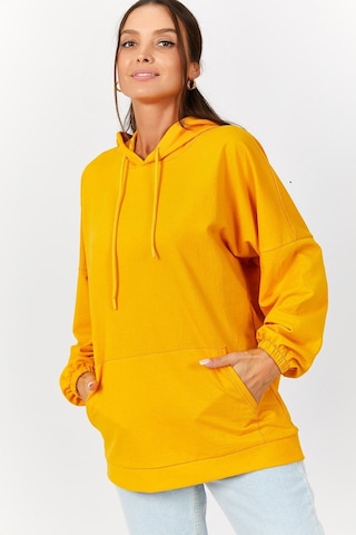 Armonika Kadın Hardal Kapişonlu Cepli Sweatshirt Arm-21k024027