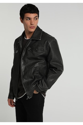 Colin's Colins Regular Fit Shirt Neck Fermuarlı Astarlı Erkek Siyah Mont Pu Cl1082109 Q1.v1 Blk