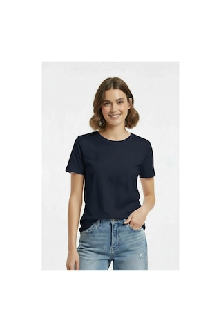 Lyvean Bisiklet Yaka Regular Kısa Kollu Tshirt Lacivert